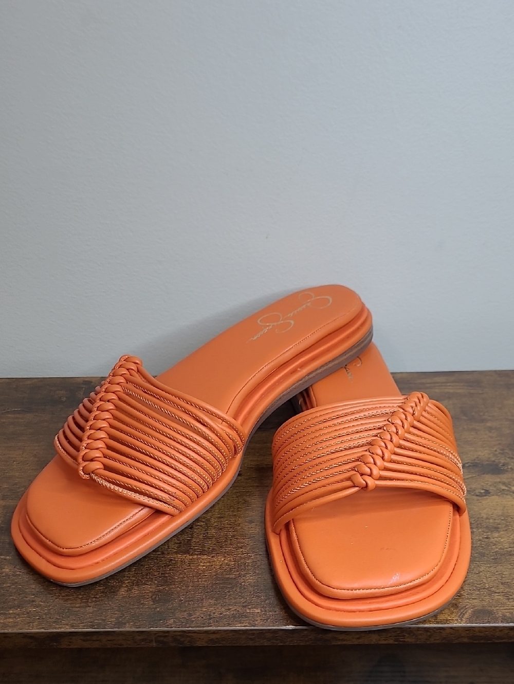Jessica Simpson BELARINA Orange Braided Slide Sandals size 9.5